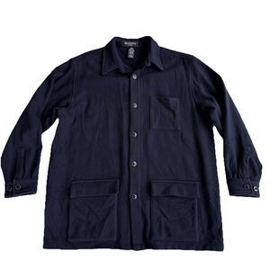 Brandini 100% Pure Wool Heavyweight Buttondown Shacket Blue Mens Large